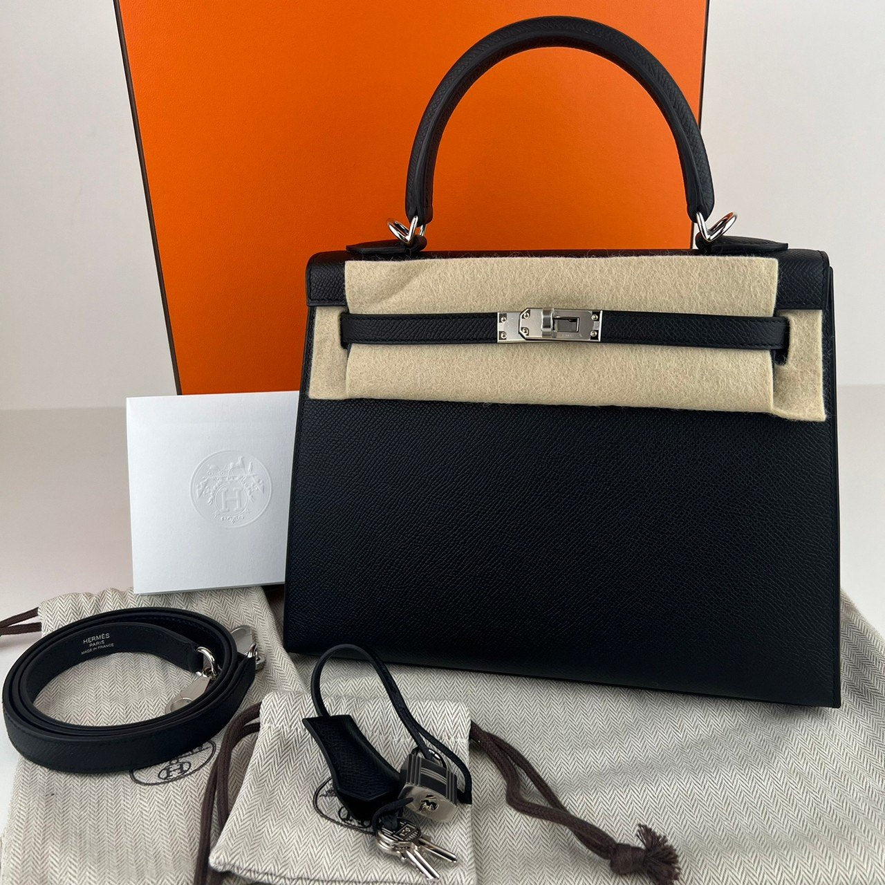 Kelly25 ケリー25 Black ブラック Epsom エプソン PHW シルバー金具 Stamp-W W刻印