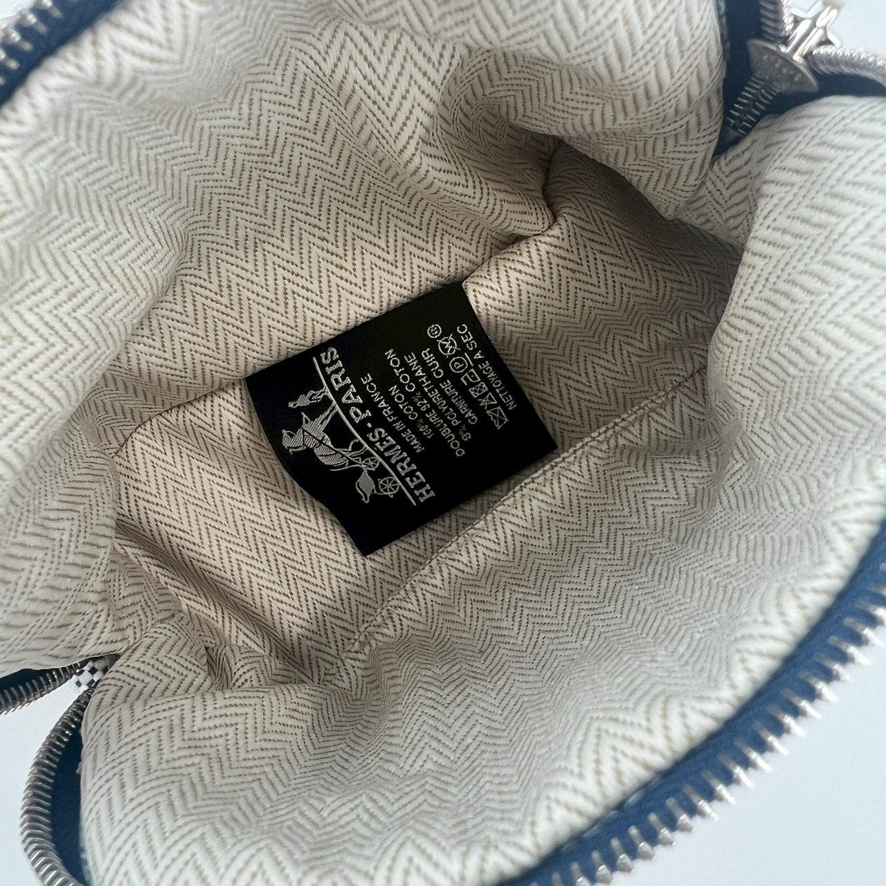 Hermès エルメス Trousse Bolide Casaque mini mini ボリードポーチ カザック ミニミニ 綿100% Marine マリン