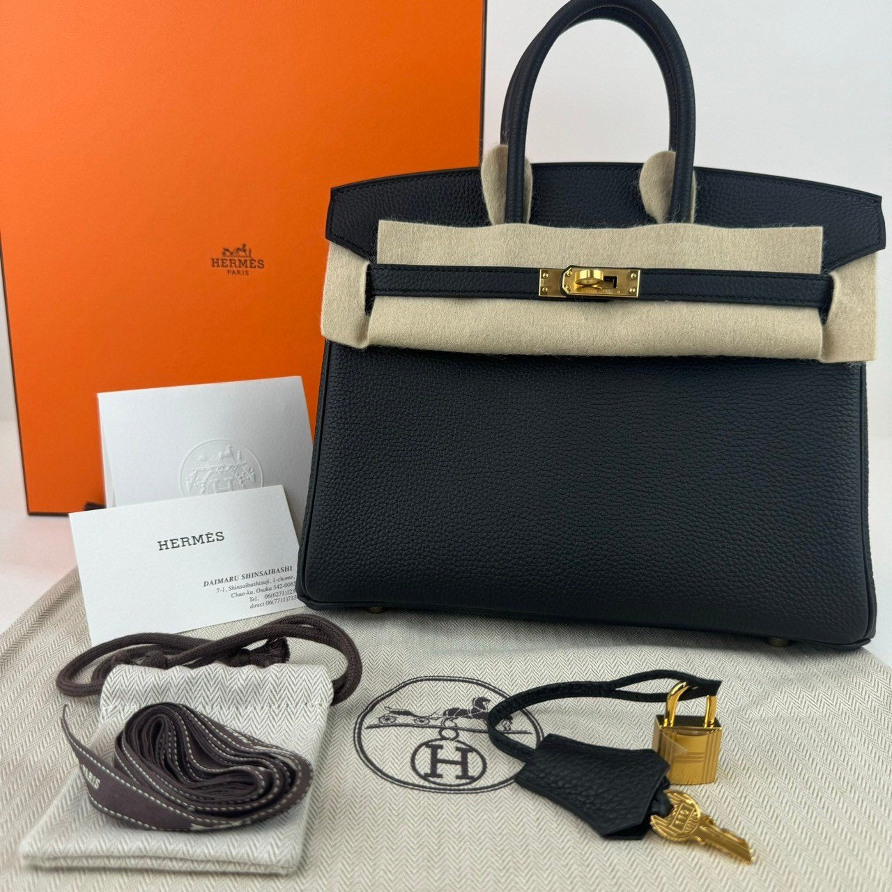 新品未使用 HERMES エルメス Birkin25 バーキン25 Black ブラック Togo トゴ GHW ゴールド金具 B刻