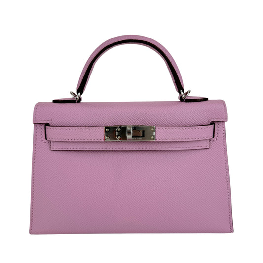 Mini kelly ミニケリー Stamp-B B刻印 Epsom エプソン Mauve sylvestre モーヴシルベストル PHW シルバー金具