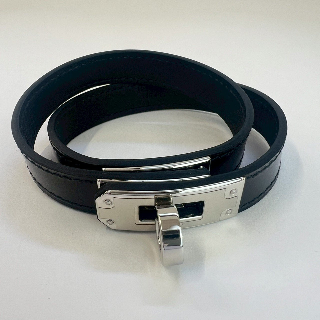 Kelly double bracelet レザーブレスレット ケリー T5 Black ブラック