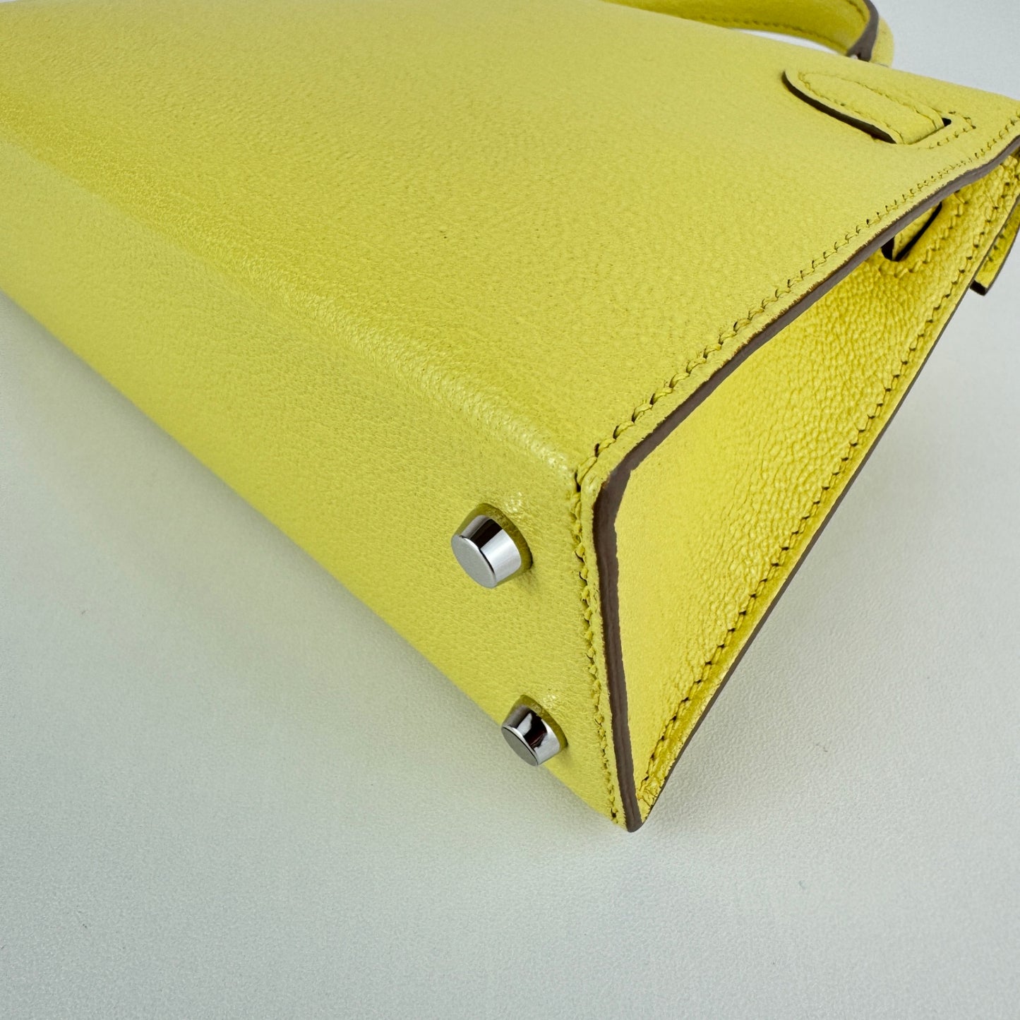 Mini kelly ミニケリー Limoncello リモンチェッロ PHW シルバー金具 Chevre シェーブル Stamp-B B刻印