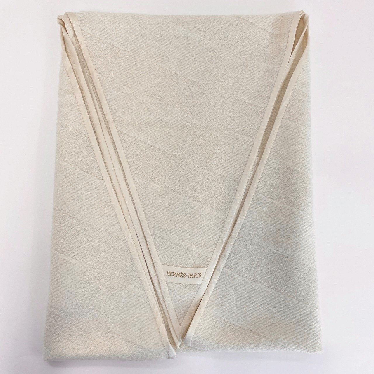 Hermès エルメス ロザンジュ 《ストライプH》 LOSANGE カシミア 100% White ホワイト