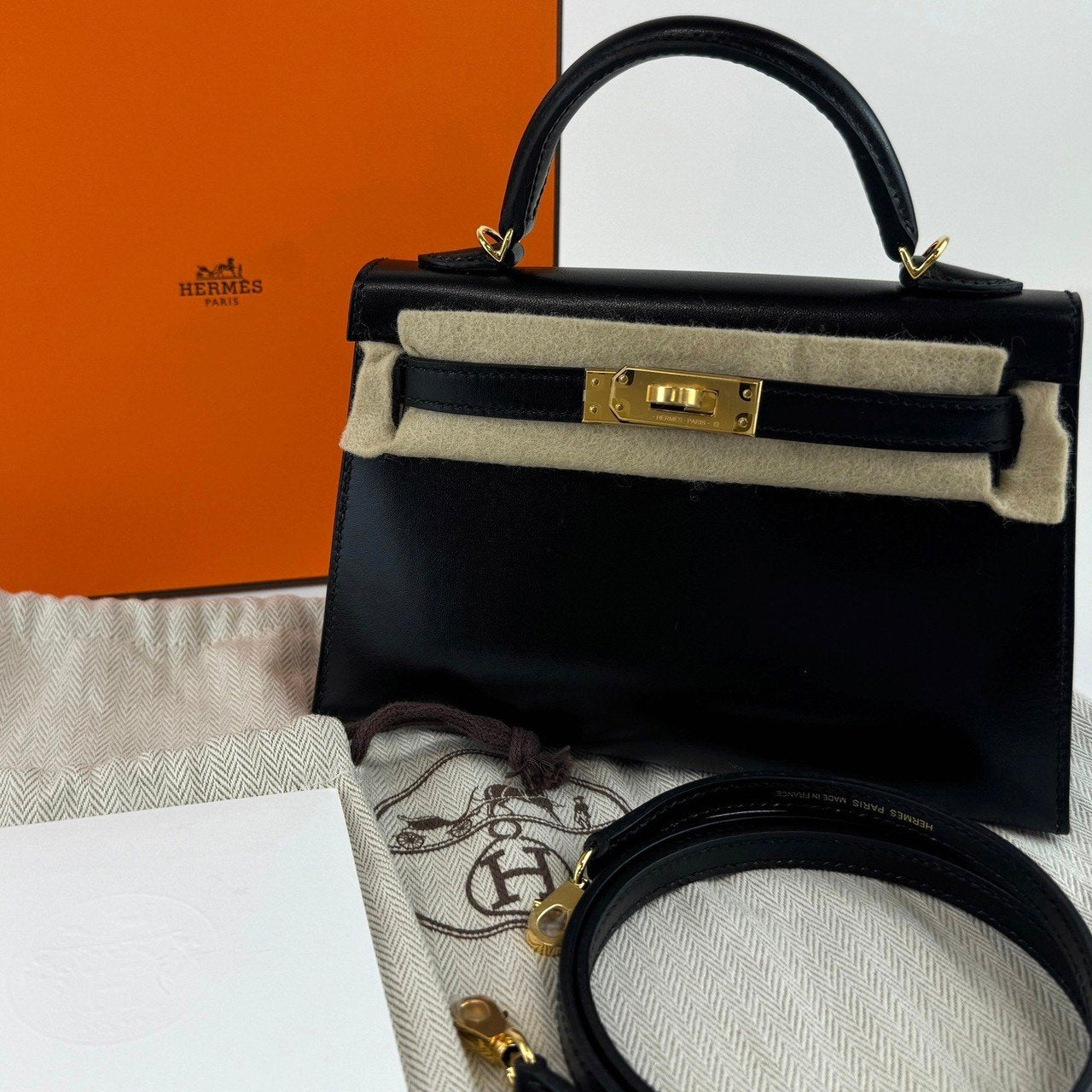 Mini kelly ミニケリー Black ブラック GHW ゴールド金具 Box ボックス Stamp-B B刻印