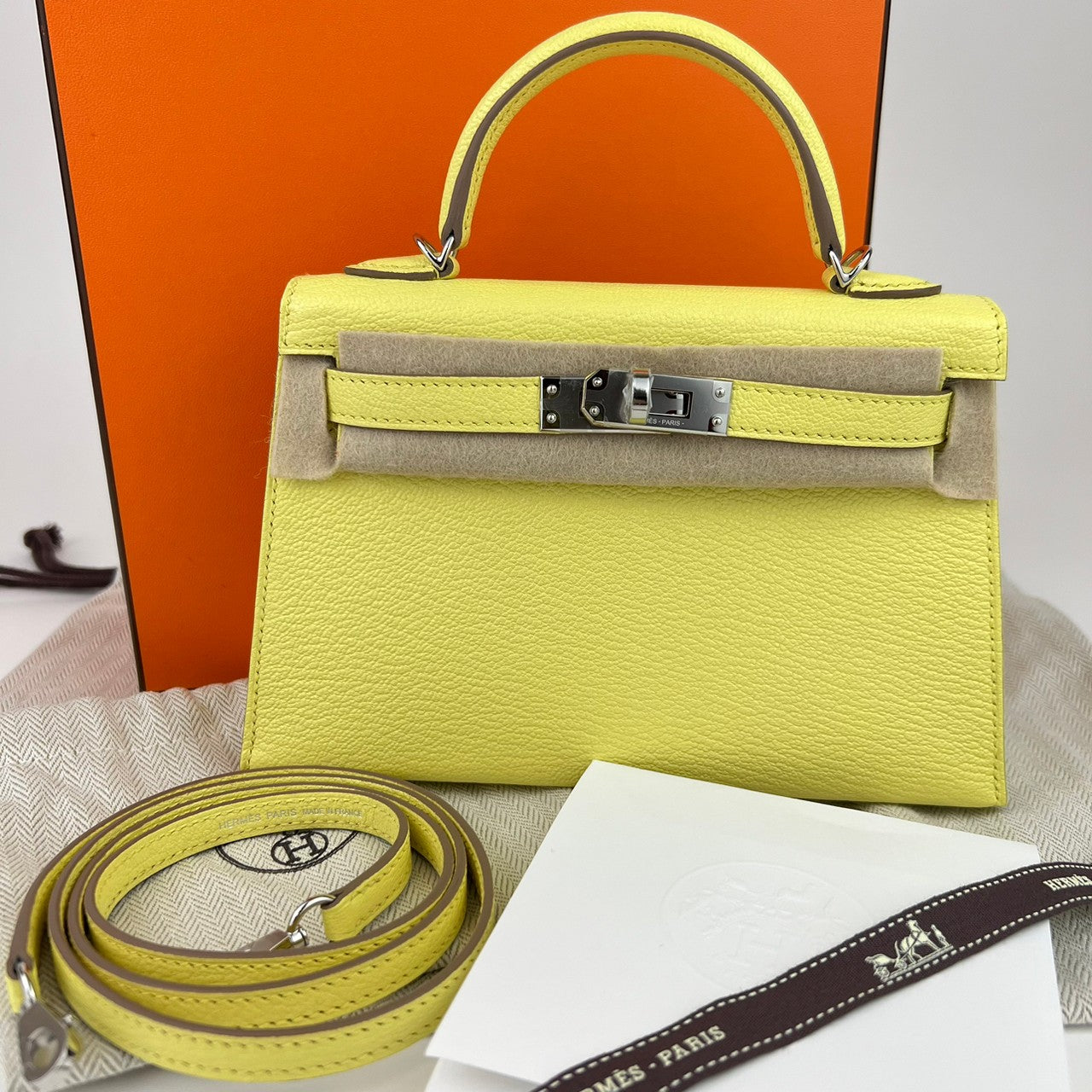 Mini Kelly ミニケリー Limoncello リモンチェッロ Chevre シェーブル PHW シルバー金具 B刻印