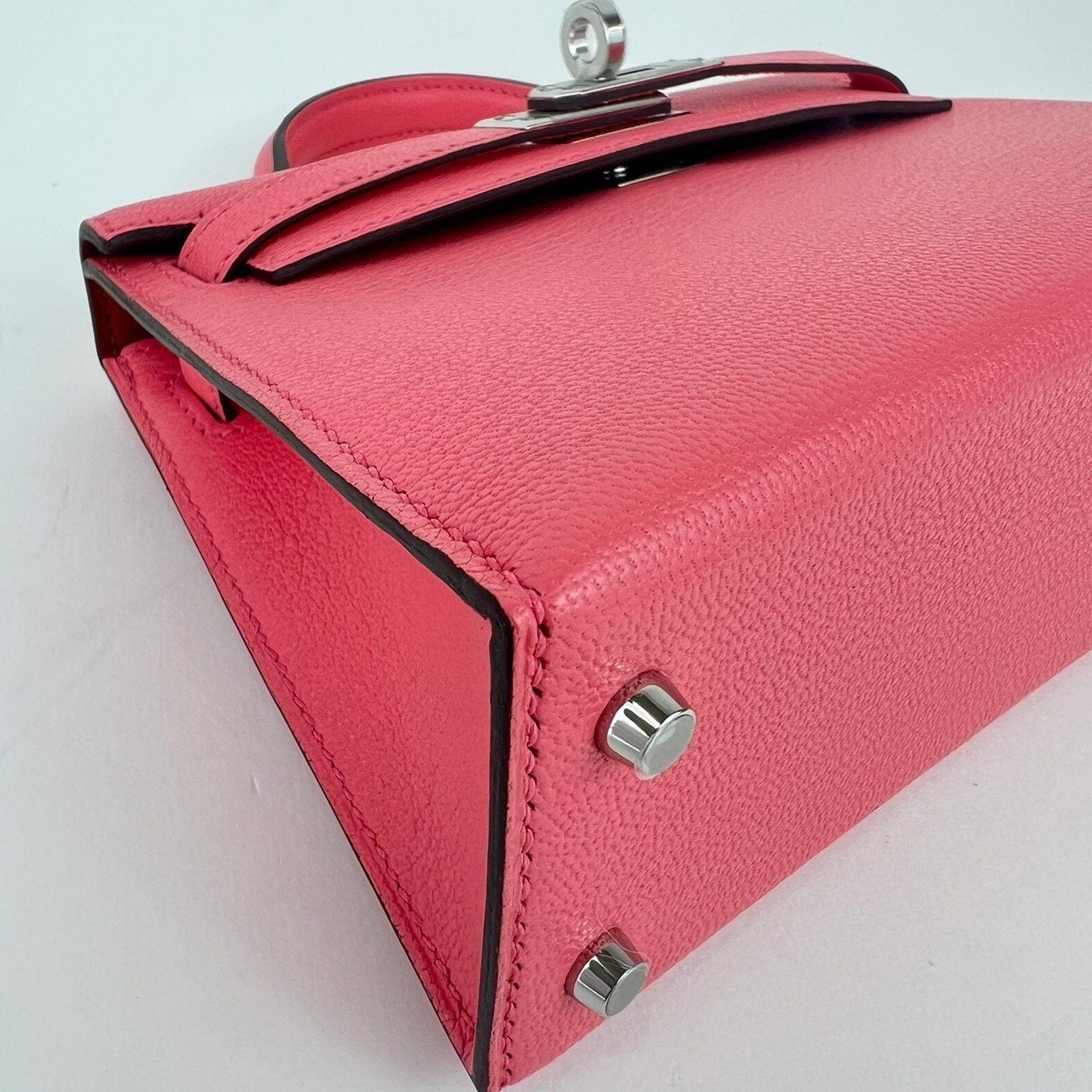 Mini Kelly ミニケリー Rose d’ete ローズエテ Chevre シェーブル PHW シルバー金具