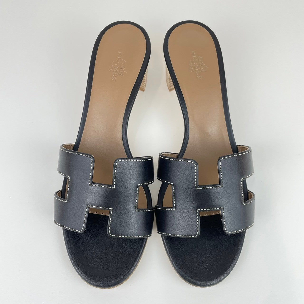 Oasis オアジス Black ブラック Calf カーフ ヒールサンダル サイズ 38 (24.5cm)