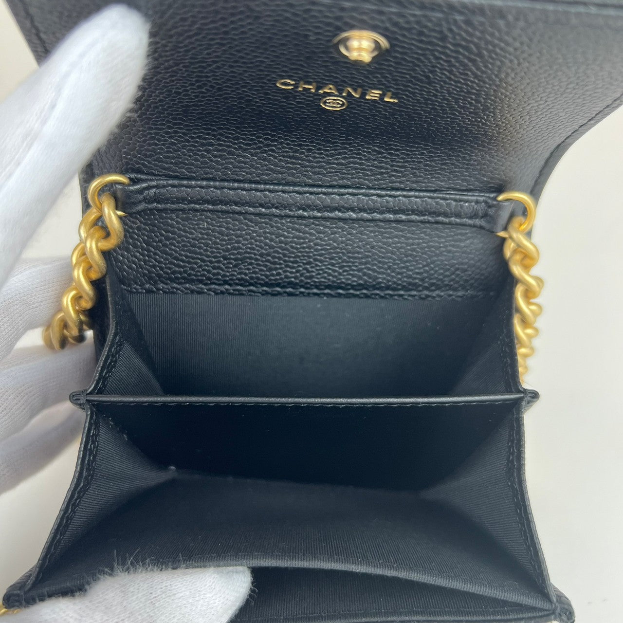 ボーイシャネル ココマーク コンパクトウォレット Caviar skin キャビアスキン Black ブラック ゴールド金具