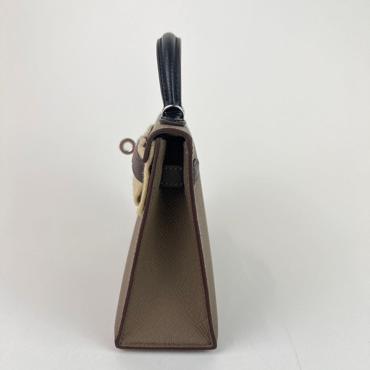 Mini Kelly ミニケリー Tricolor トリコロール Etoupe/Ecorce/Noir エトープ/エコルセ/ノワール Epsom エプソン PHW シルバー金具 B刻印