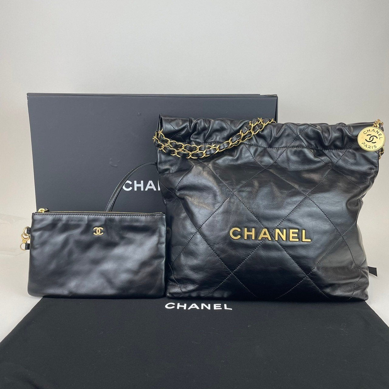 CHANEL22 シャネル22 Black ブラック GHW ゴールド金具 レディース チェーンバッグ