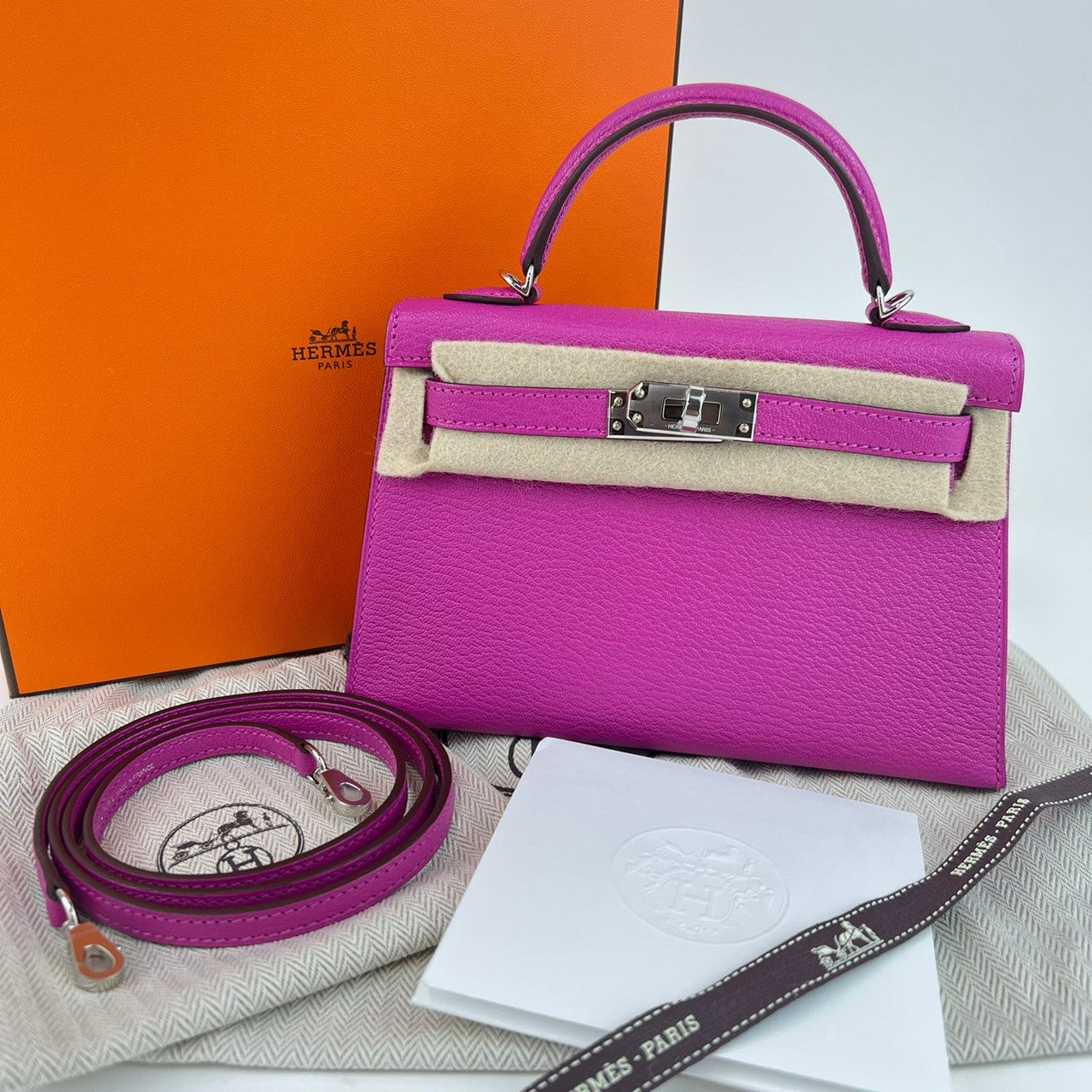 Mini Kelly ミニケリー Magnolia マグノリア Chevre シェーブル PHW シルバー金具 B刻印