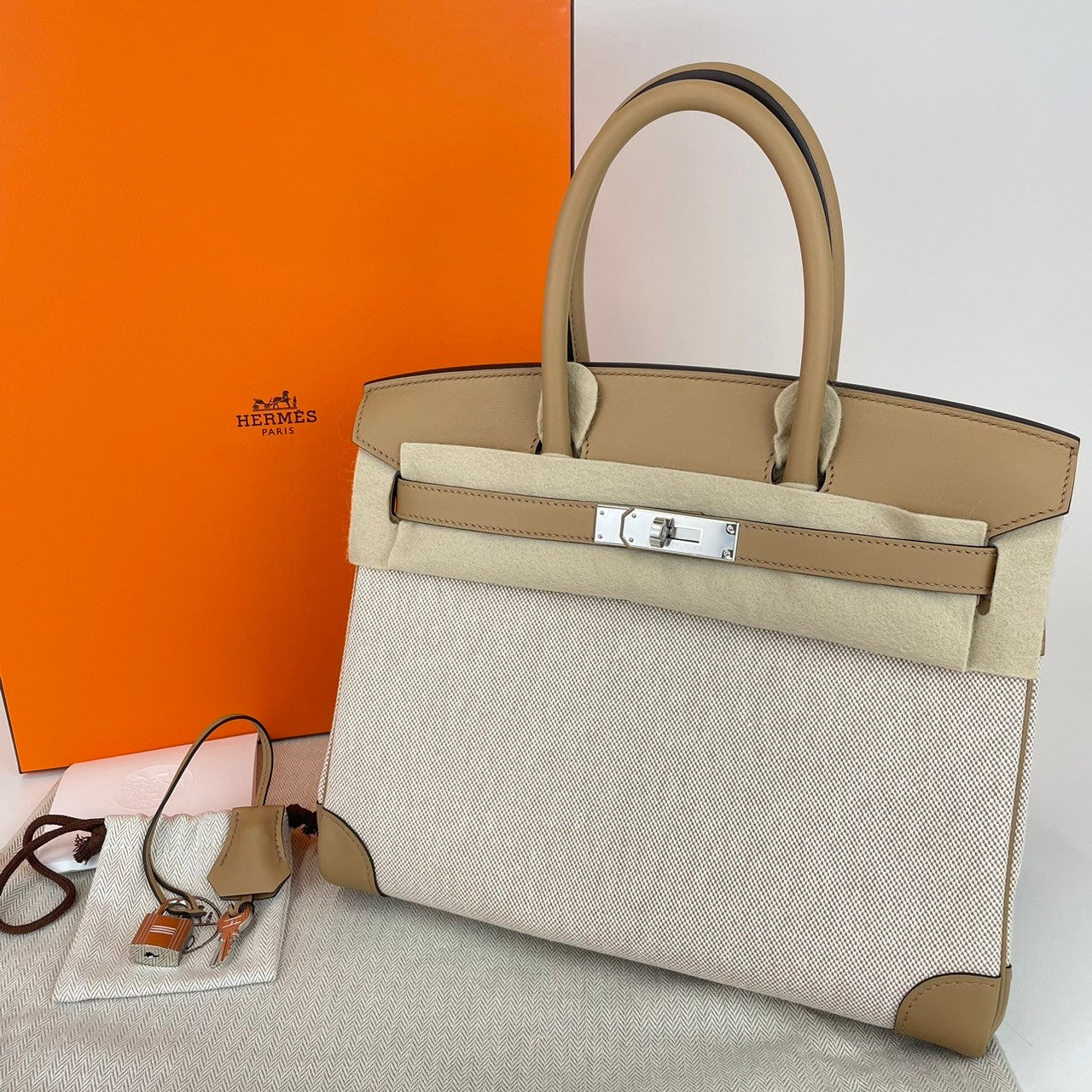Birkin30 バーキン30 Chai チャイ PHW シルバー金具 B刻 Swift/Toile H スイフト/トワルアッシュ ハンドバッグ