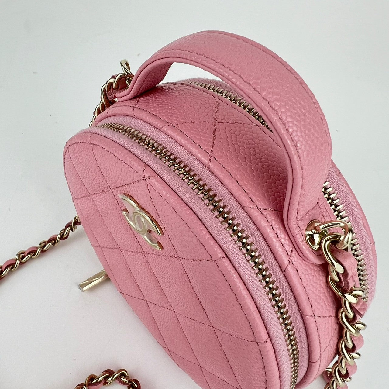 Matelasse マトラッセ バニティケース ショルダーバッグ caviar skin キャビアスキン Pink ピンク Goid Hardwear ゴールド金具
