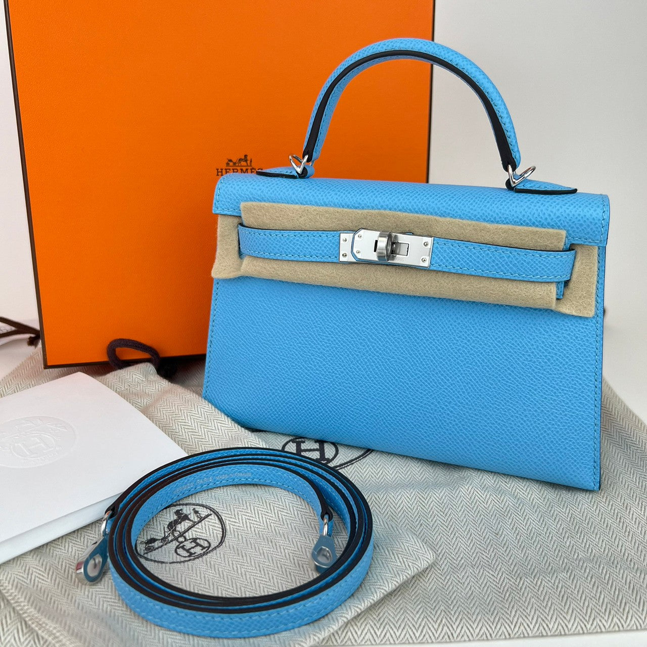 Mini Kelly ミニケリー Celeste セレステ Epsom エプソン PHW シルバー金具 B刻