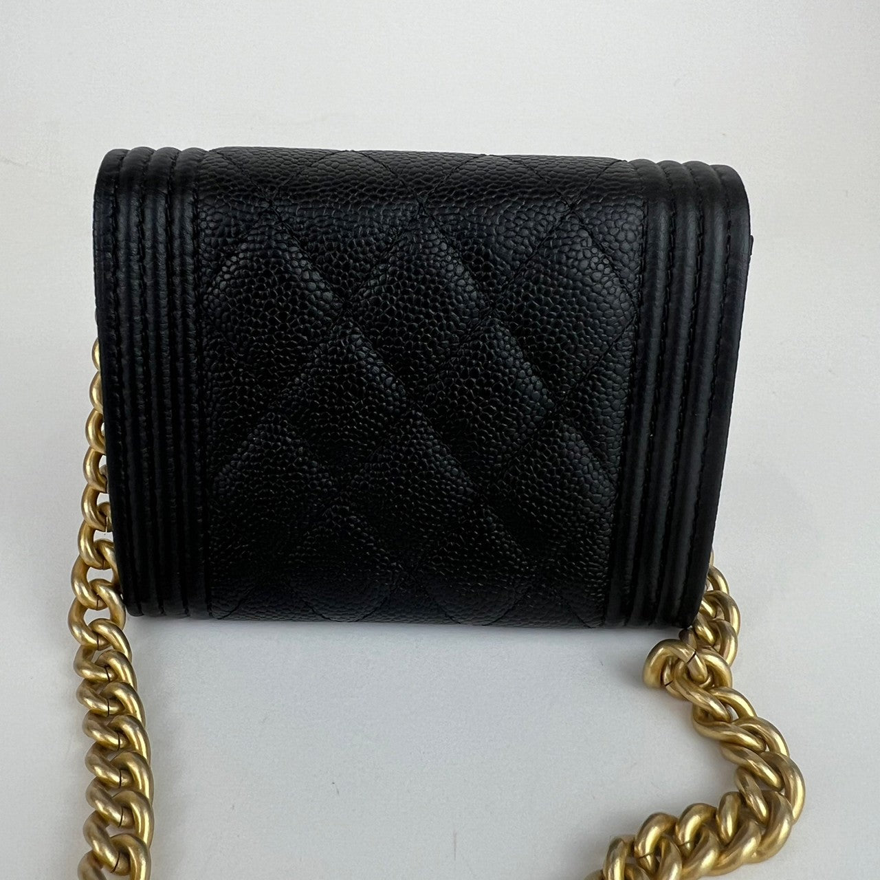 ボーイシャネル ココマーク コンパクトウォレット Caviar skin キャビアスキン Black ブラック ゴールド金具