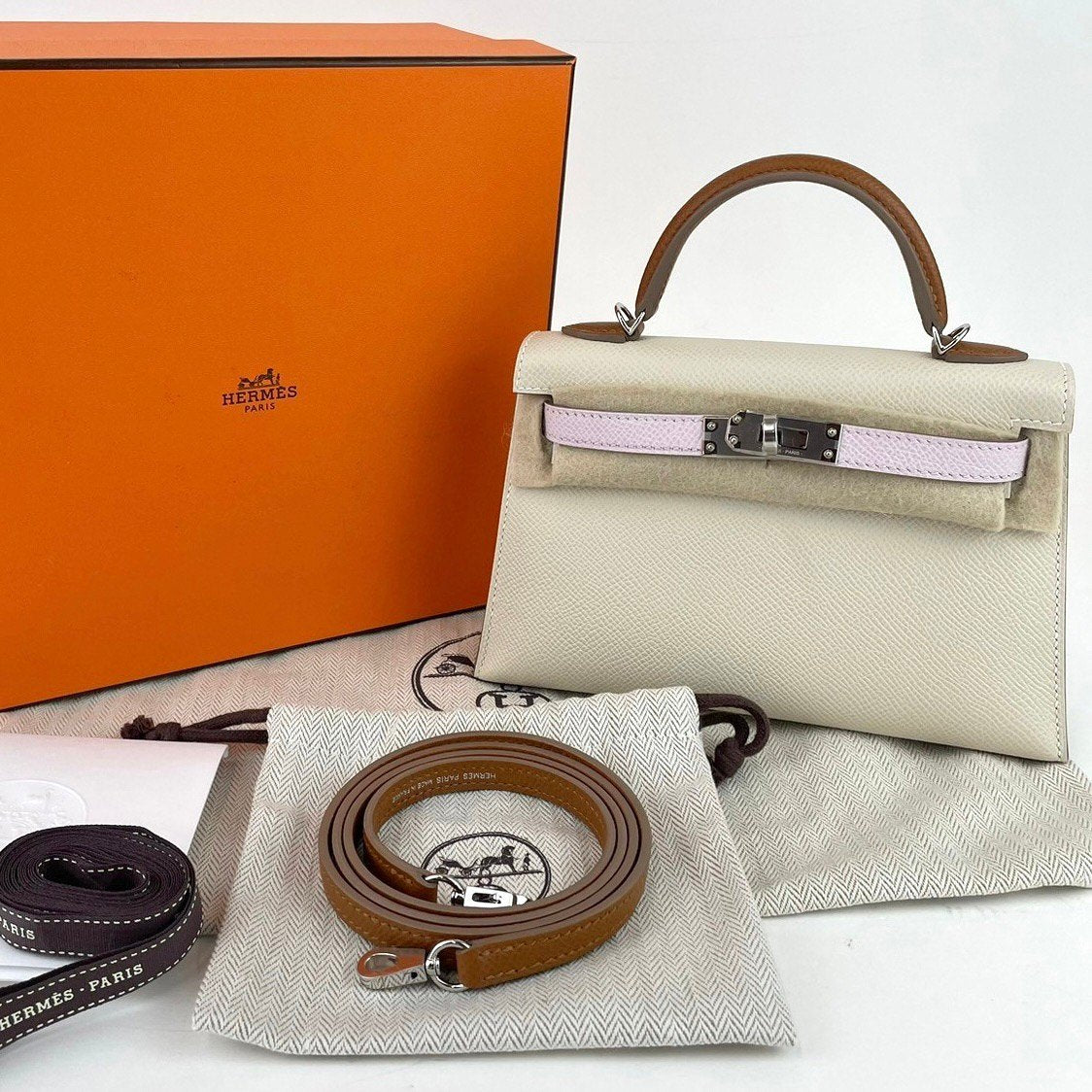 Mini kelly trico ミニケリー Craie クレ Epsom エプソン PHW シルバー金具 B刻