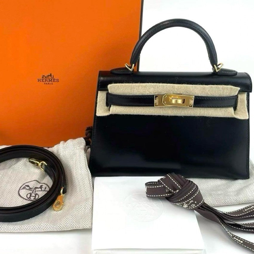 Mini Kelly ミニケリー Black ブラック Box calf ボックスカーフ GHW ゴールド金具 Z刻