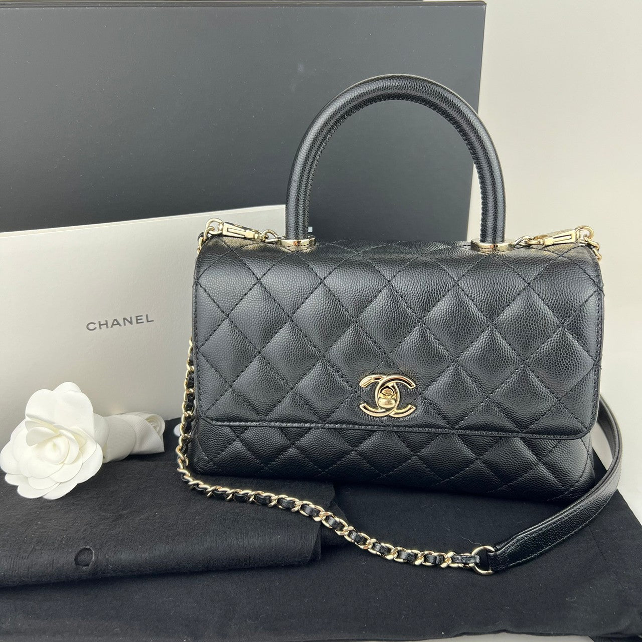 ココハンドル24 Caviar skin キャビアスキン Black ブラック GHW ゴールド金具
