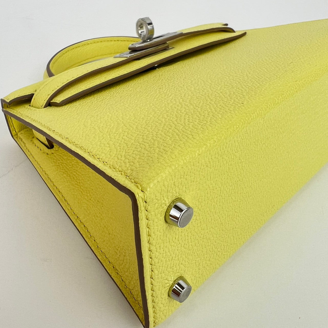 Mini Kelly ミニケリー Limoncello リモンチェッロ Chevre シェーブル PHW シルバー金具 B刻印
