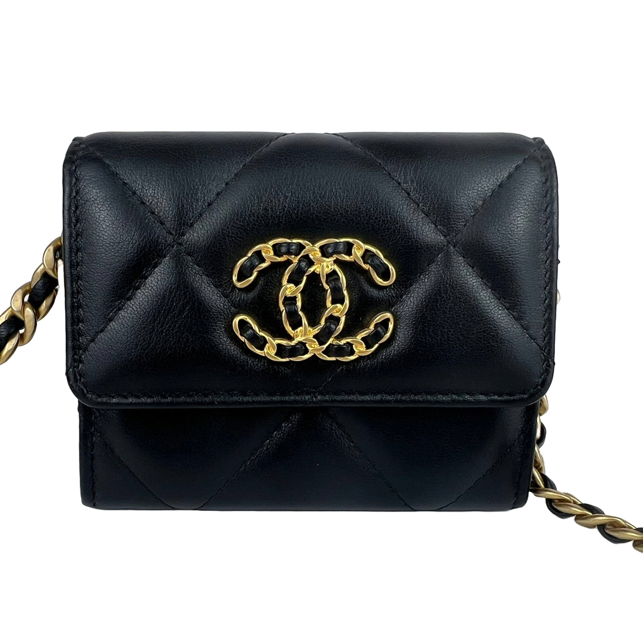 シャネル19 チェーンショルダー Lamb skin ラムスキン Black ブラック 31番台 ゴールド金具
