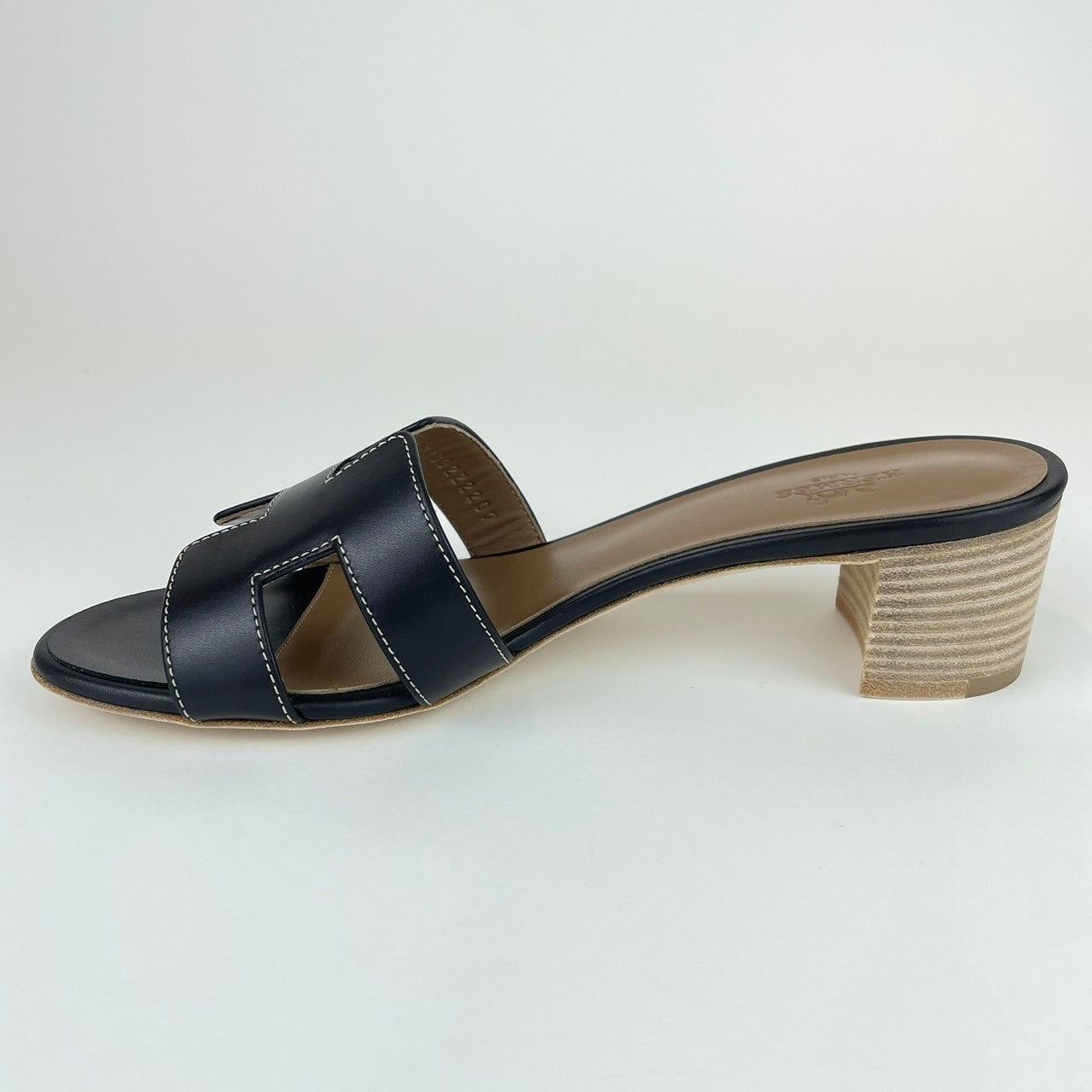 Oasis オアジス Black ブラック Calf カーフ ヒールサンダル サイズ 38 (24.5cm)