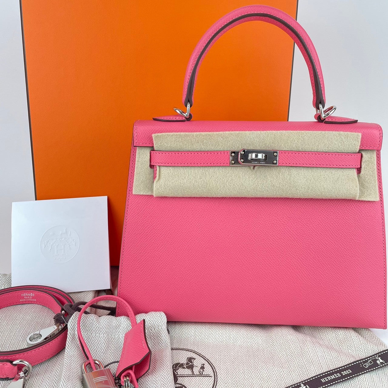 Kelly25 ケリー25 Rose azalee ローズアザレ Epsom エプソン PHW シルバー金具 2WAYバック ハンドバック ショルダーバック