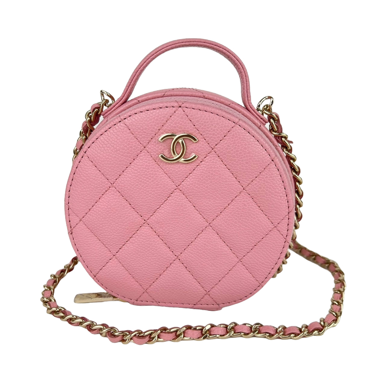 Matelasse マトラッセ バニティケース ショルダーバッグ caviar skin キャビアスキン Pink ピンク Goid Hardwear ゴールド金具