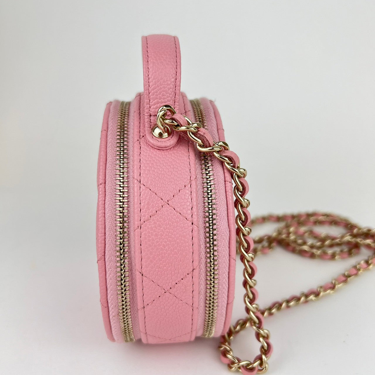 Matelasse マトラッセ バニティケース ショルダーバッグ caviar skin キャビアスキン Pink ピンク Goid Hardwear ゴールド金具
