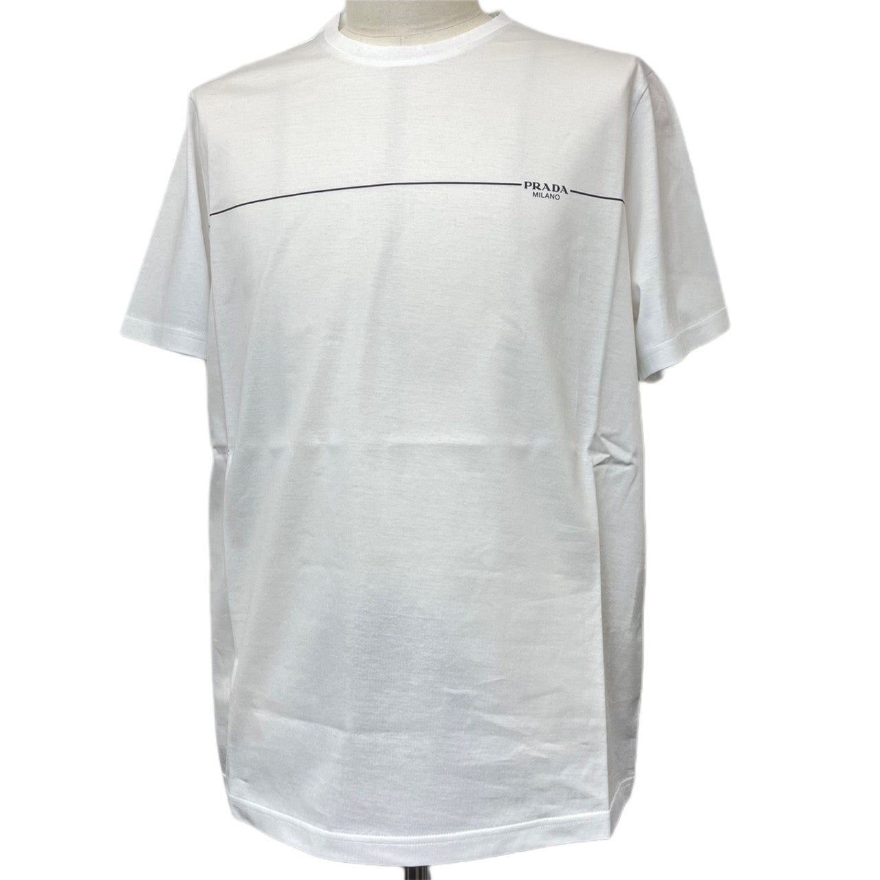 PRADA プラダ ロゴプリント コットン半袖Tシャツ ホワイト UJN656 R201 1WPG