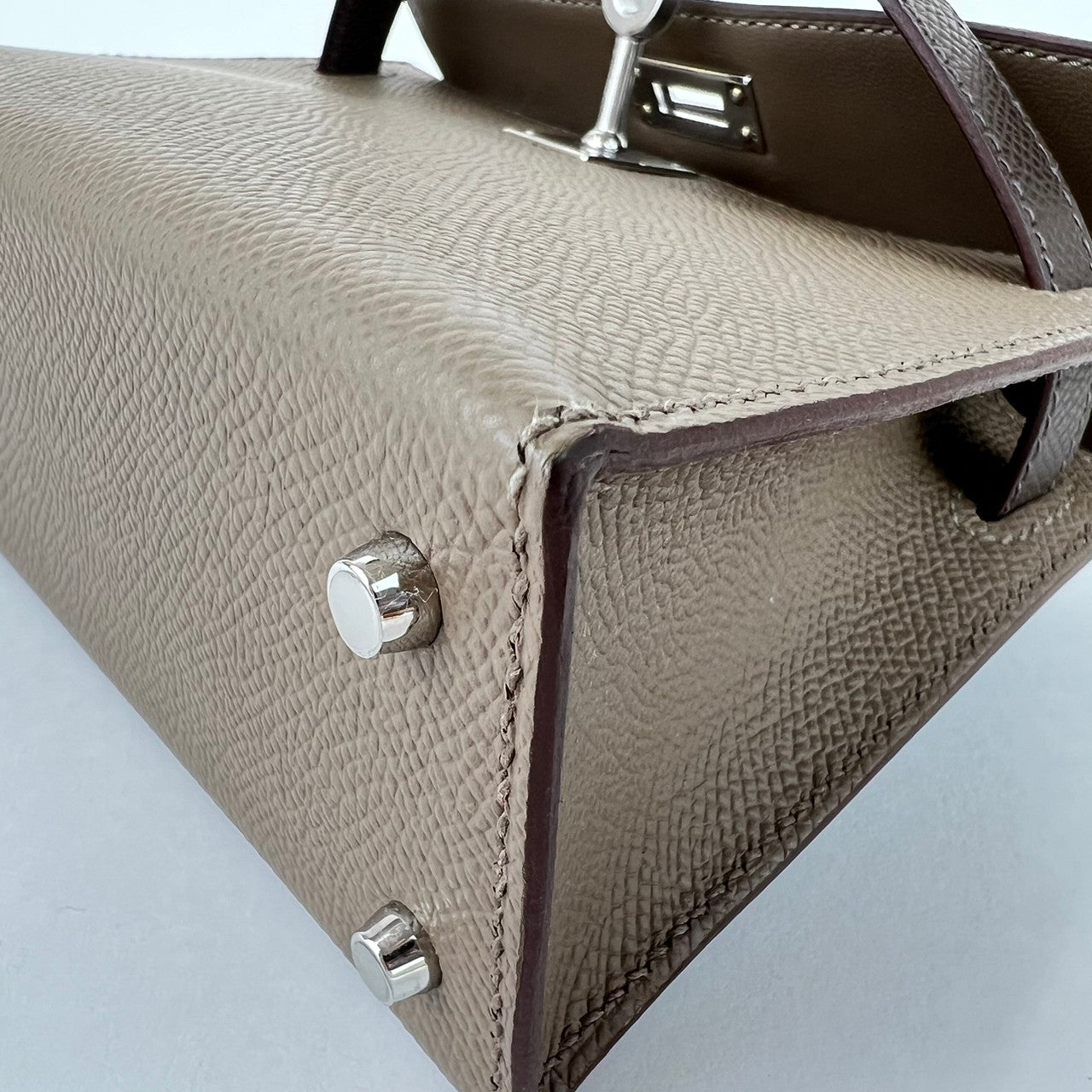 Mini Kelly ミニケリー Tricolor トリコロール Etoupe/Ecorce/Noir エトープ/エコルセ/ノワール Epsom エプソン PHW シルバー金具 B刻印