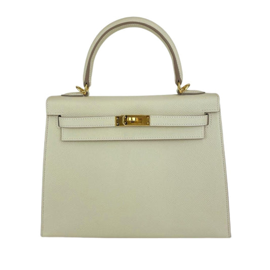 Kelly25 Sellier ケリー25セリエ Craie クレ  GHW ゴールド金具 Epsom エプソン Stamp-W W刻印