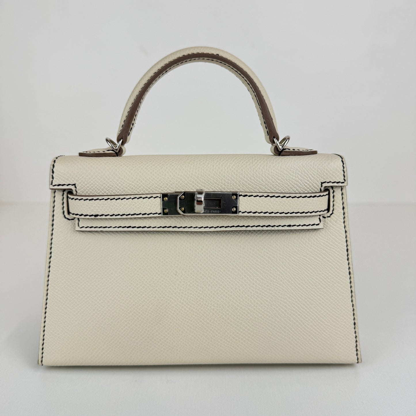 Mini kelly HSS ミニケリーHSS Stamp-W W刻印 Epsom エプソン Craie/Black クレ/ブラック PHW シルバー金具