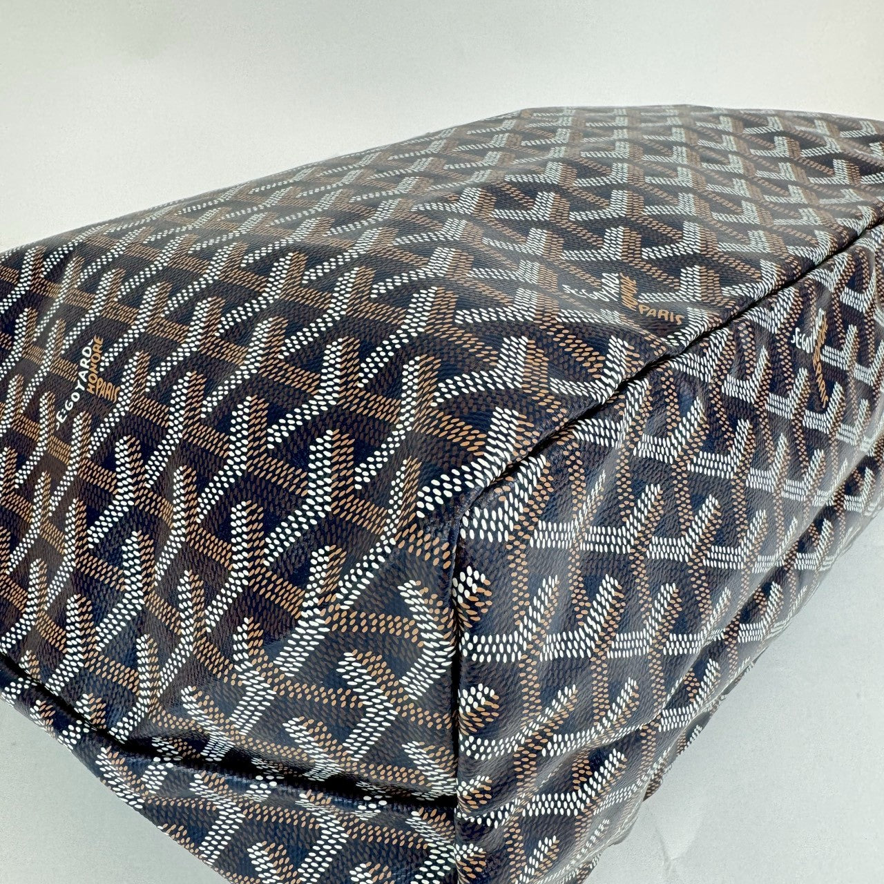 サンルイPM ネイビー　Navy ゴヤールディンキャンバス シュヴロッシュカーフスキン