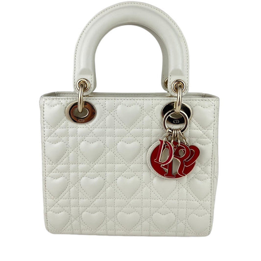 LADY DIOR レディディオール Lambskin ラムスキン White ホワイト ハート型 10-MA-0281 レディースバッグ ハンドバッグ