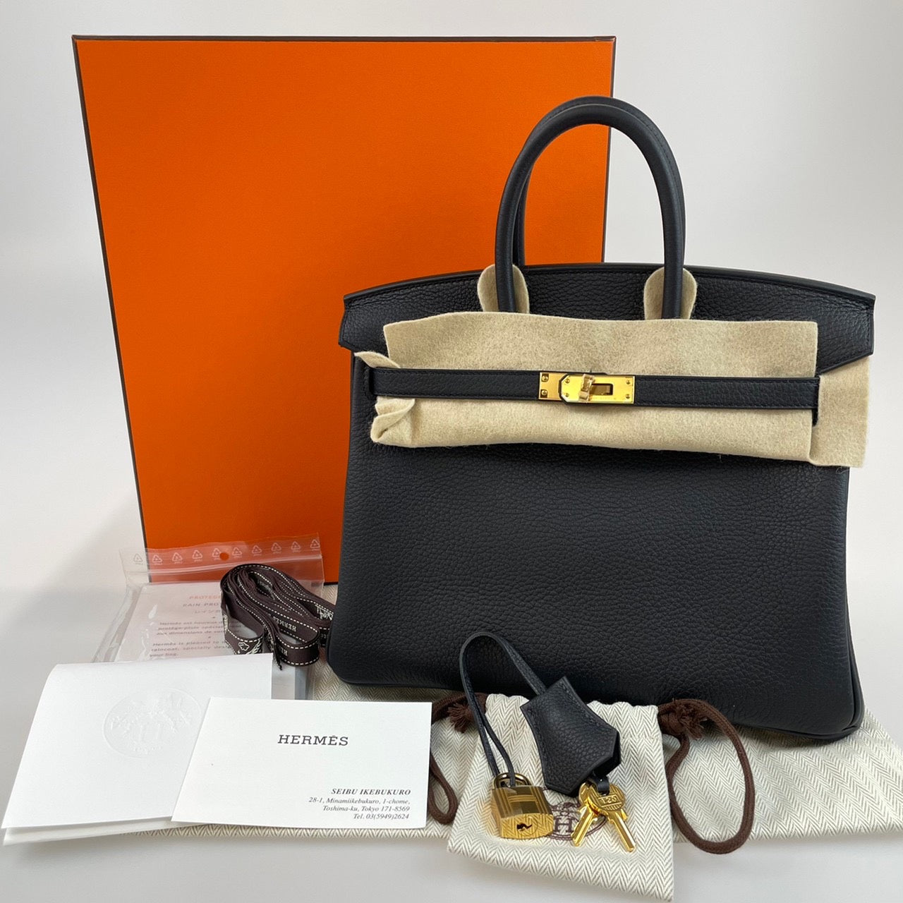 Birkin25 バーキン２５　Black ブラック　Togo トゴ　ゴールド金具　U刻印