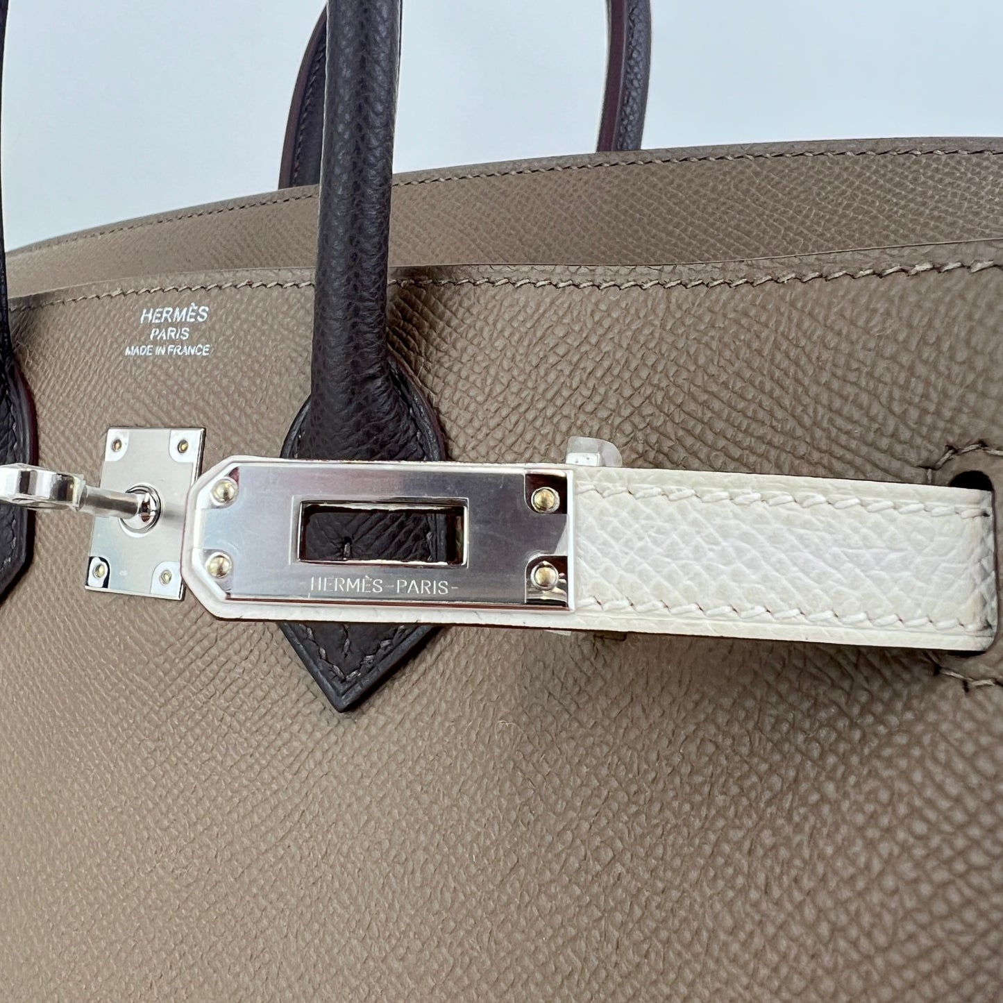 Birkin25 tricolor バーキン25 トリコロール Etoupe エトープ PHW シルバー金具 Stamp-B B刻印 Epsom エプソン