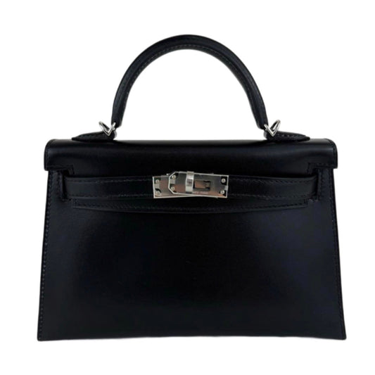 Mini kelly ミニケリー Black ブラック シルバー金具 Box calf ボックスカーフ Stamp-B B刻印