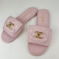 CHANEL シャネル シャネル サンダル ミュール CCロゴ キルティングビーチサンダル ラムスキン Pink ピンク