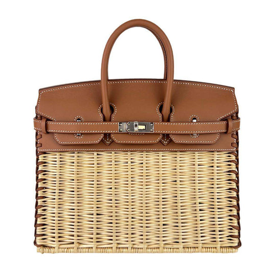 Birkin25 Picnic バーキン25 ピクニック Gold ゴールド Swift/Rattan スイフト/ラタン PHW シルバー金具 Stamp-U U刻印