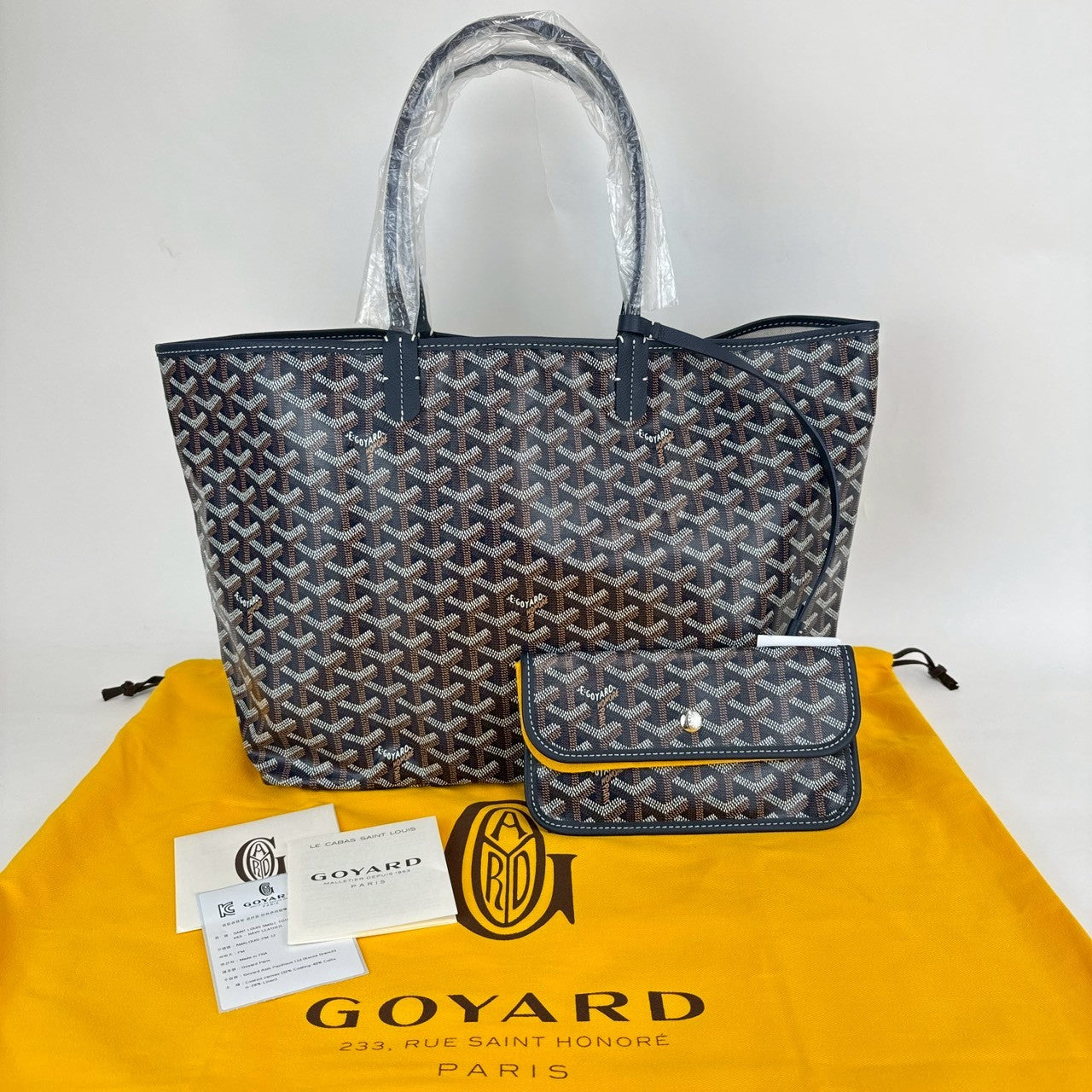 サンルイPM ネイビー　Navy ゴヤールディンキャンバス シュヴロッシュカーフスキン