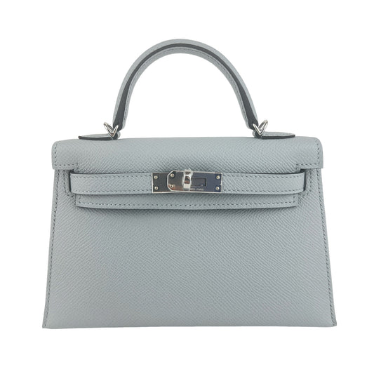 Mini kelly ミニケリー Stamp-K K刻印 Epaom エプソン Blue glacie ブルーグラシエ PHW シルバー金具 2WAYバッグ ショルダーバッグ ハンドバッグ