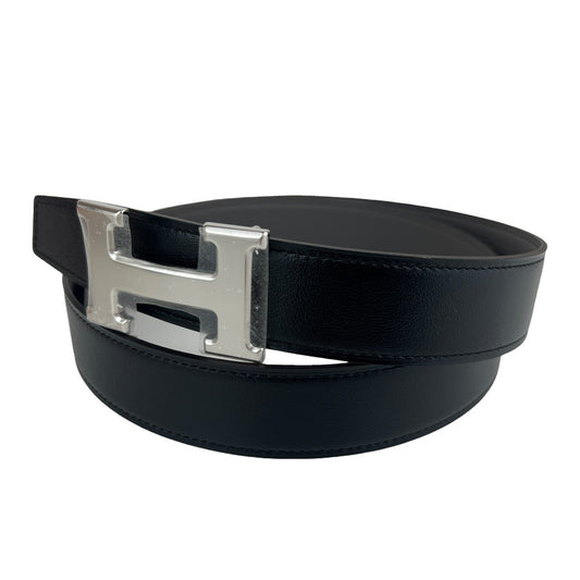 Ceinture H boucleArgent Cuir seul de ceinture H #95Black/Etain Hベルトバックル リバーシブルベルトレザー ボックスカーフ 135/ヴォー・トーゴ Black ブラック/Etain エタン