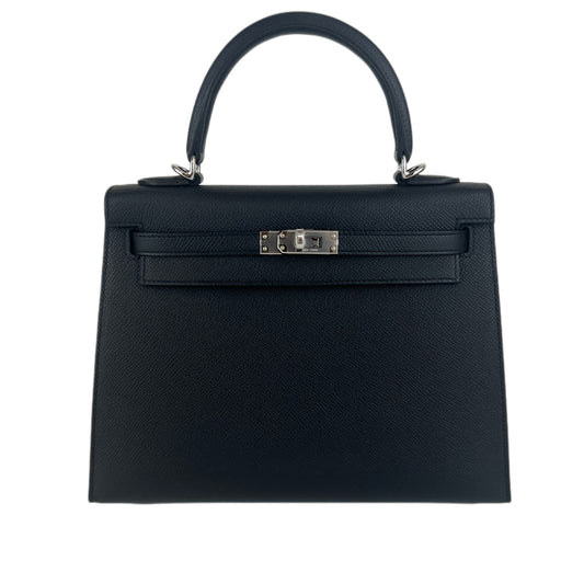 Hermès エルメス Kelly25 ケリー25 Stamp-K K刻印 Epsom エプソン Black ブラック PHW シルバー金具