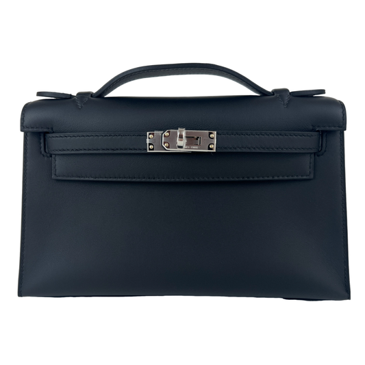 Pochette kelly ポシェットケリー Black ブラック Swift スイフト PHW シルバー金具 Stamp-K K刻印