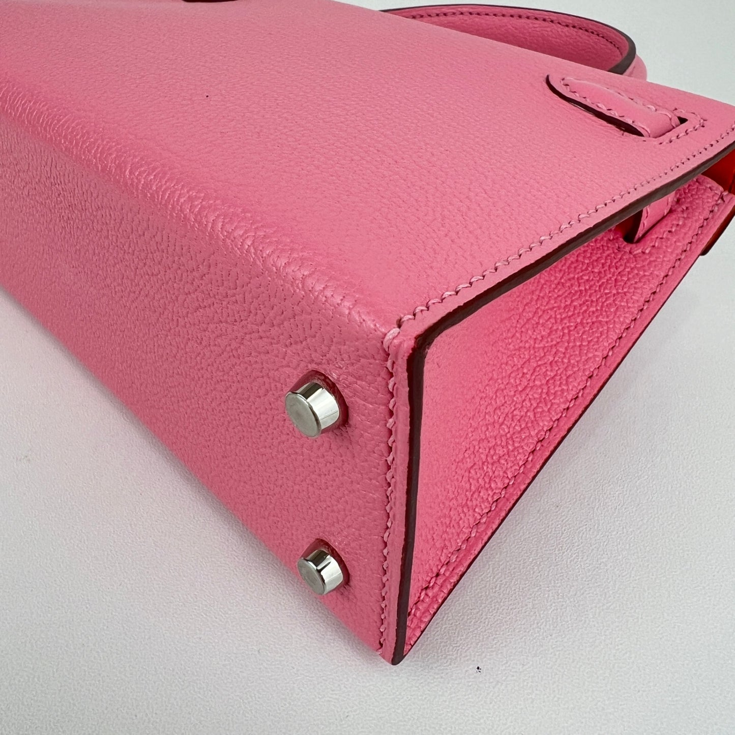 Mini kelly verso ミニケリー ヴェルソ Rose confetti ローズコンフェッティ Chevre シェーブル PHW シルバー金具 Stamp-U U刻印