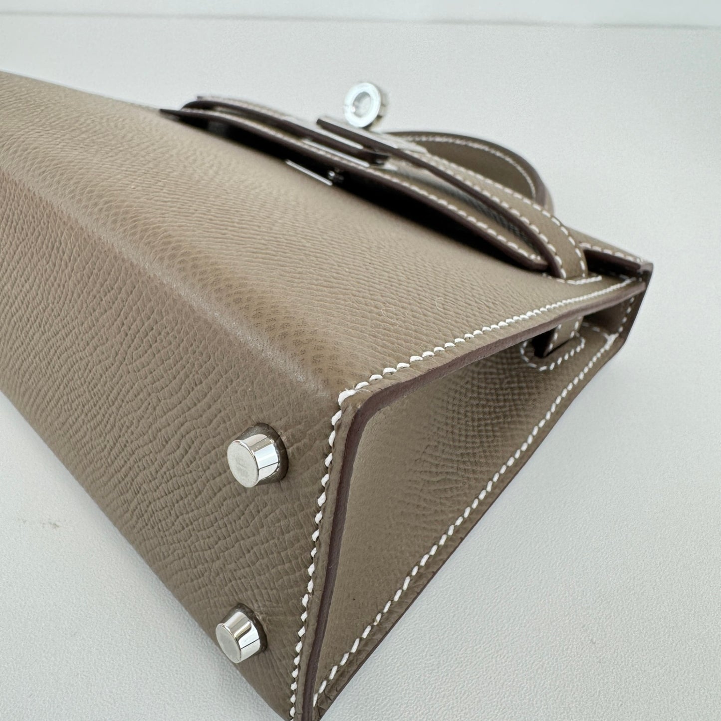Mini kelly ミニケリー Etoupe エトープ PHW シルバー金具 Stamp-K K刻印 Epsom エプソン