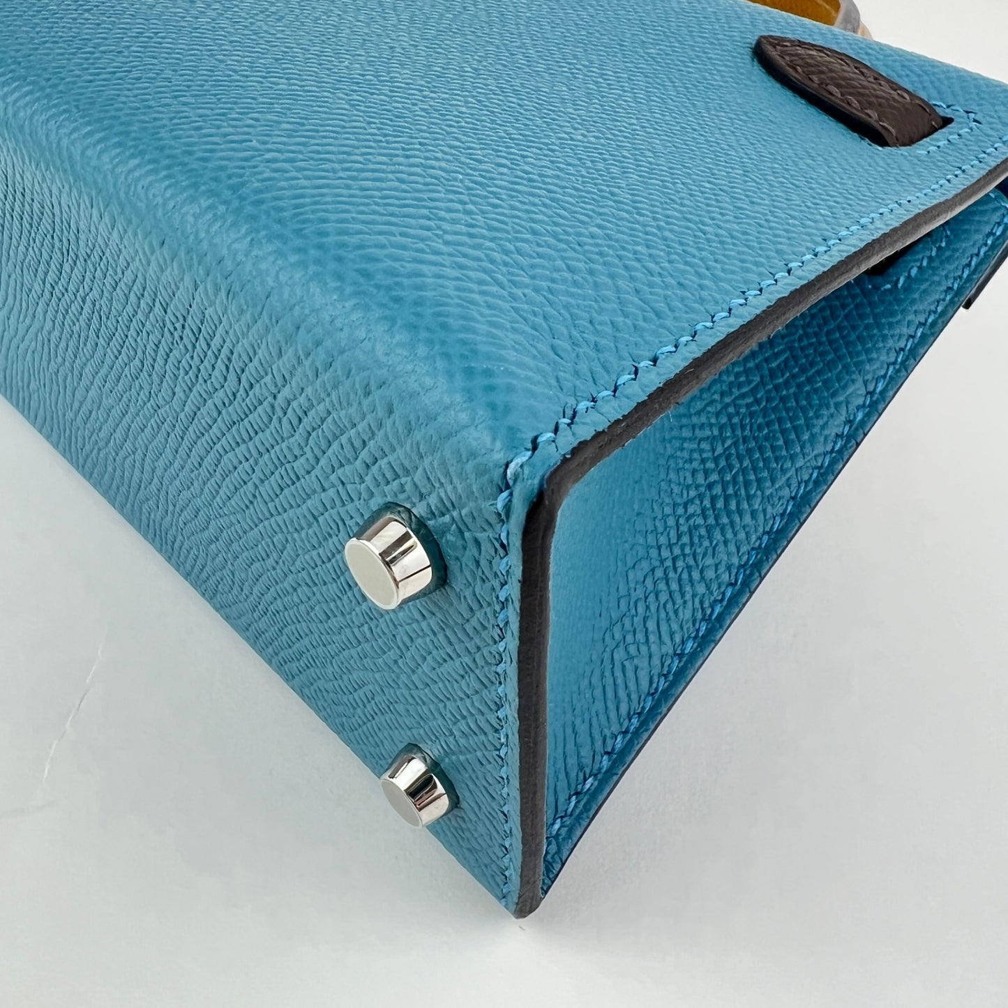 Mini kelly tricolor ミニケリー トリコロール Blue jean/Ecorce/Sesami ブルージーン/エコルセ/セサミ Epsom エプソン PHW シルバー金具 Stamp-W W刻印