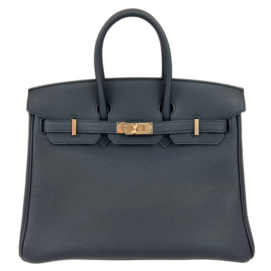 Birkin25 バーキン２５　ブラック Black　ローズゴールド金具 Rose Gold Hardwear　トゴ Togo　U刻 Stamp-U　ハンドバック