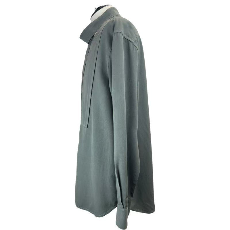 シャツ　ロングスリーブ　長袖 カーキ Kahki ビスコース 100%