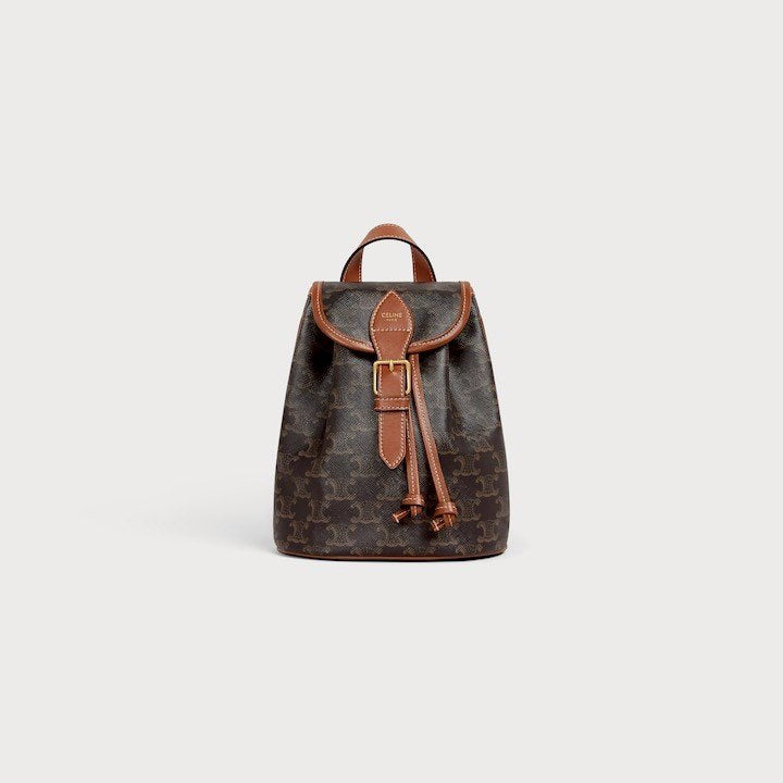 フォルコバックパックミニ トリオンフキャンバス カーフスキン タン